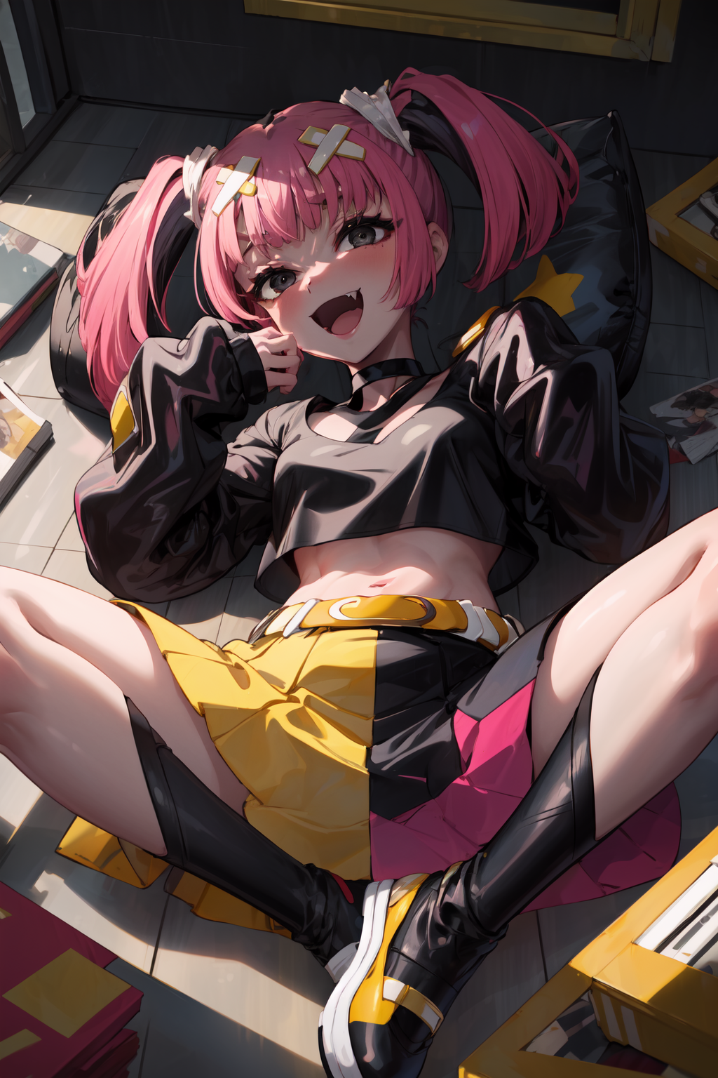 00288-2963272801-masterpiece,best quality,1girl,sango,grey eyes,long hair,multicolored hair,blunt bangs,fang,skin fang,hair ornament,black choker.png